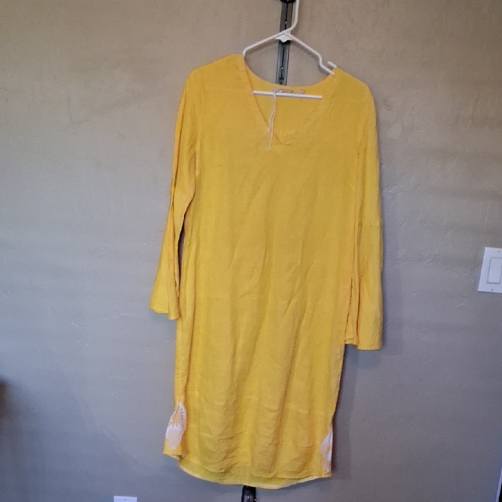 NWOT Women's Soft Surroundings Yellow Linen Dress